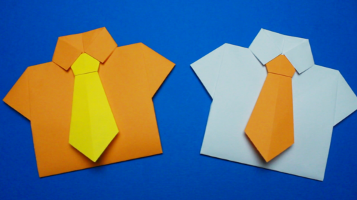 Поделка для папы: оригами рубашка и галстук