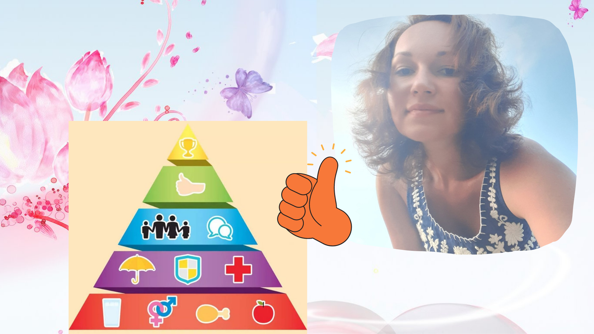 Автор и небезызвестная Пирамида Маслоу.  Коллаж мой.