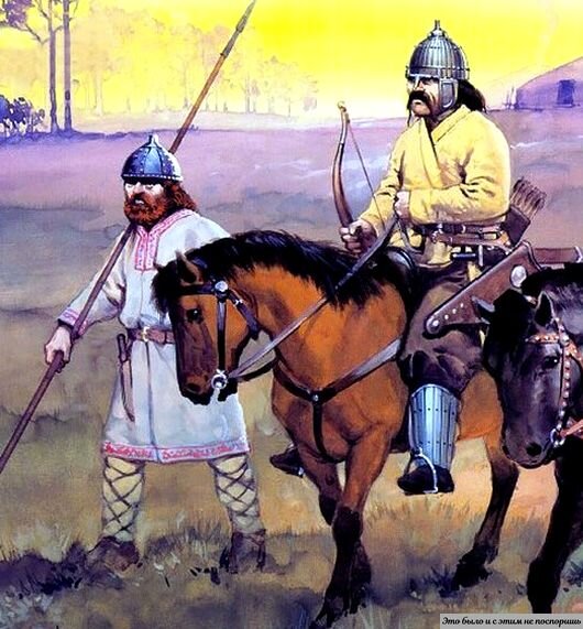 Южнославяский копейщик и конный аварин. Источник изображения – архив автора 