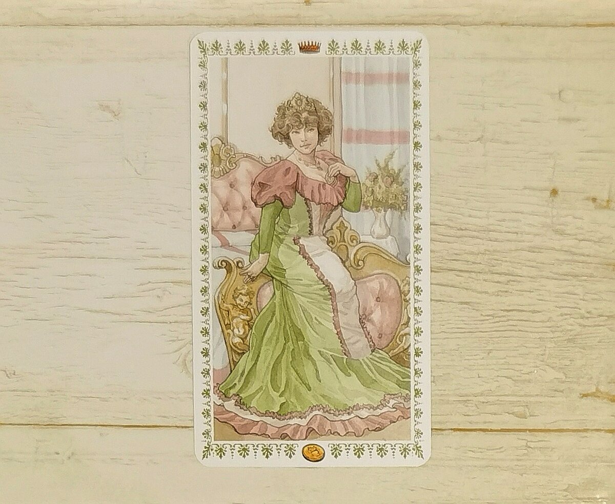 Аркан "Королева Пентаклей". "Романическое таро".