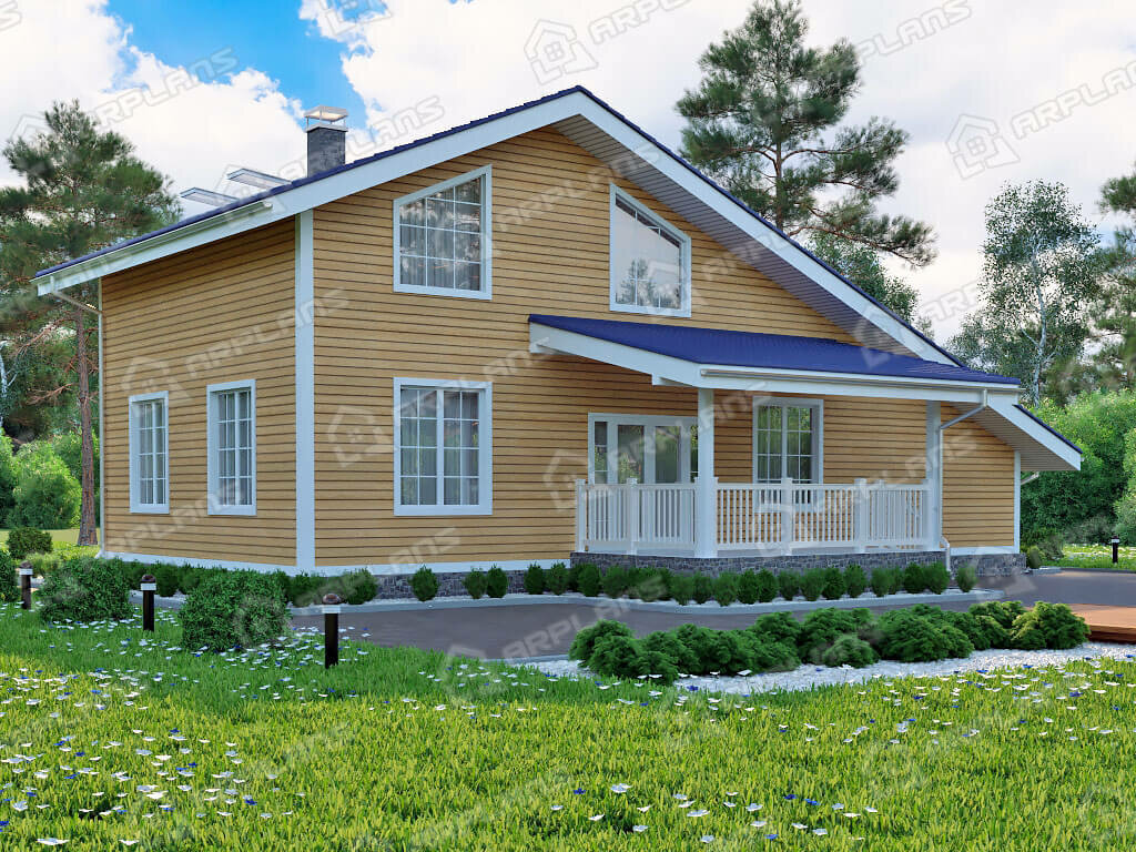 Правый и задний фасады. Источник изображения: Дзен-канал "Arplans.ru - проекты домов"