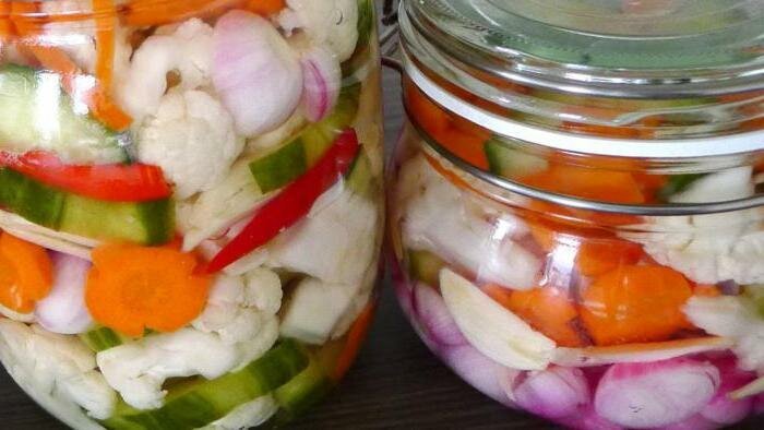 цветная капуста с огурцами на зиму