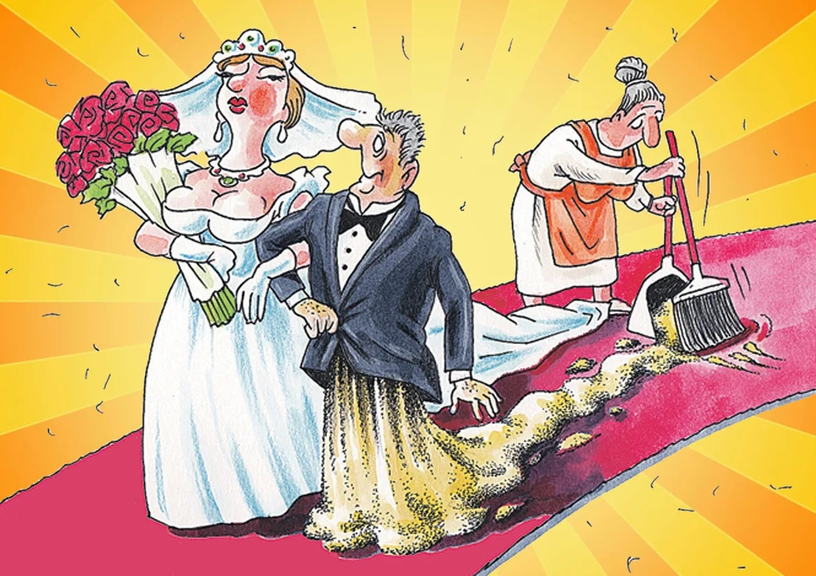 Старый женатый мужчина. Свадьба карикатура. Свадебные карикатуры прикольные. Карикатуры про женитьбу. Карикатуры с юбилеем свадьбы.