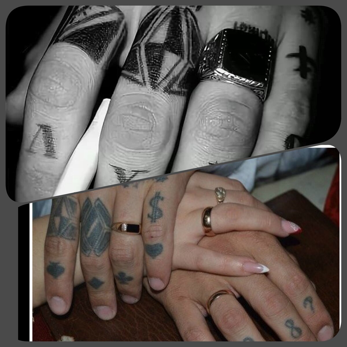 Татуировки на фалангах пальцев Тюремные