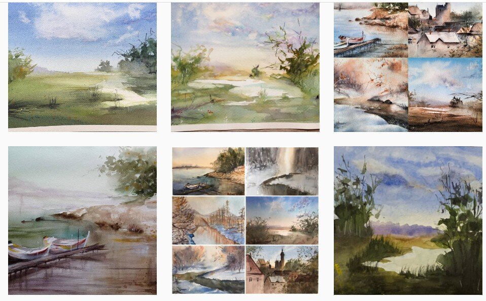 Работы участников марафонов по урокам рисования. Листайте галерею. 