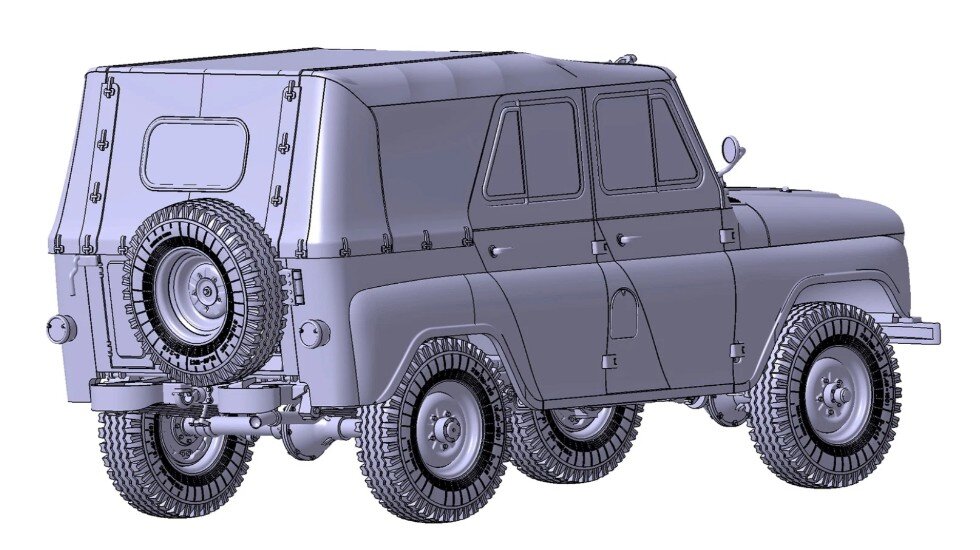 Компьютерное изображение будущей модели УАЗ-469 в исполнении компании "Звезда". Листайте вправо -> 