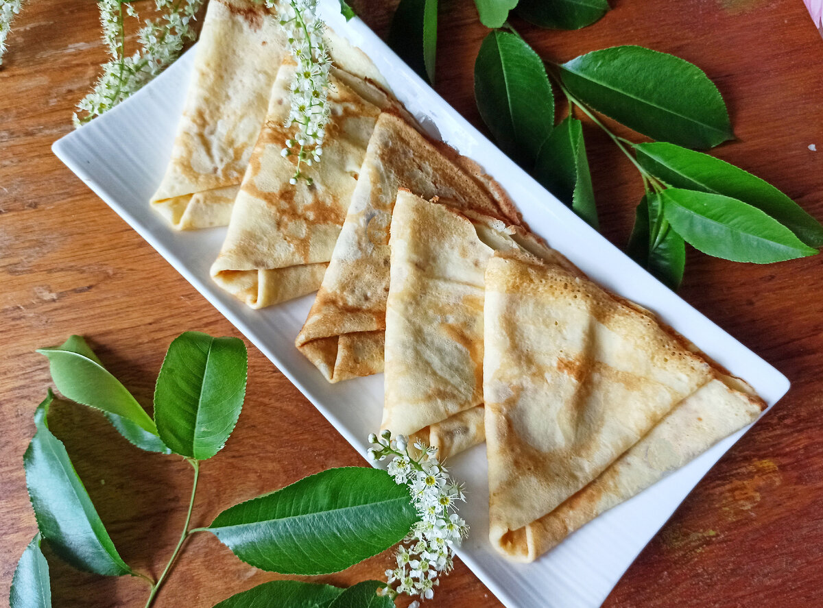 Тонкие блинчики на молоке и воде