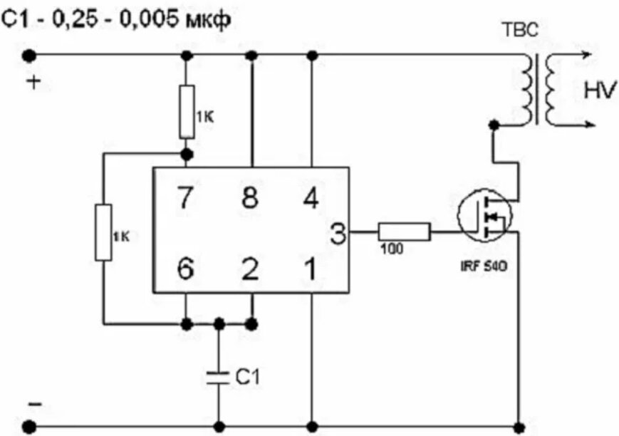 Повышающий преобразователь на NE555