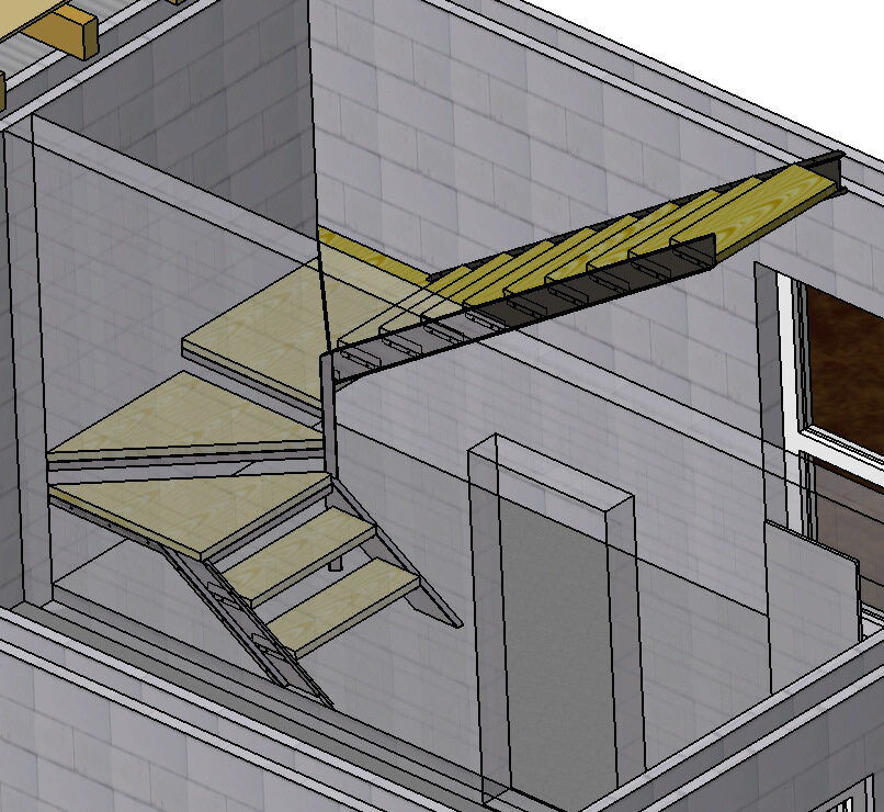 общий вид лестницы вписанной в клетку 