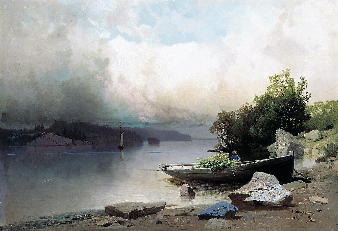 Мещерский А. И., «На реке»,1898, холст, масло. 93 x 132 см, Ставропольский краевой музей изобразительных искусств