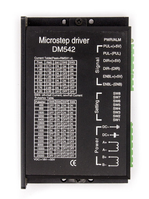 Таблица на драйвере DM542