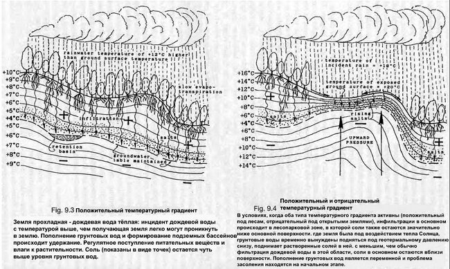 Влияние температурного градиента на уровень грунтовых вод и засоление почв.