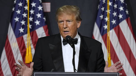 Бывший президент Дональд Трамп выступает на своем курорте Мар-а-Лаго в Палм-Бич, штат Флорида, 18 ноября 2022 года. © AP / Rebecca Blackwell