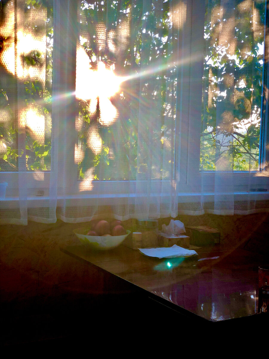 Вечерний вид из окна нашей кухни