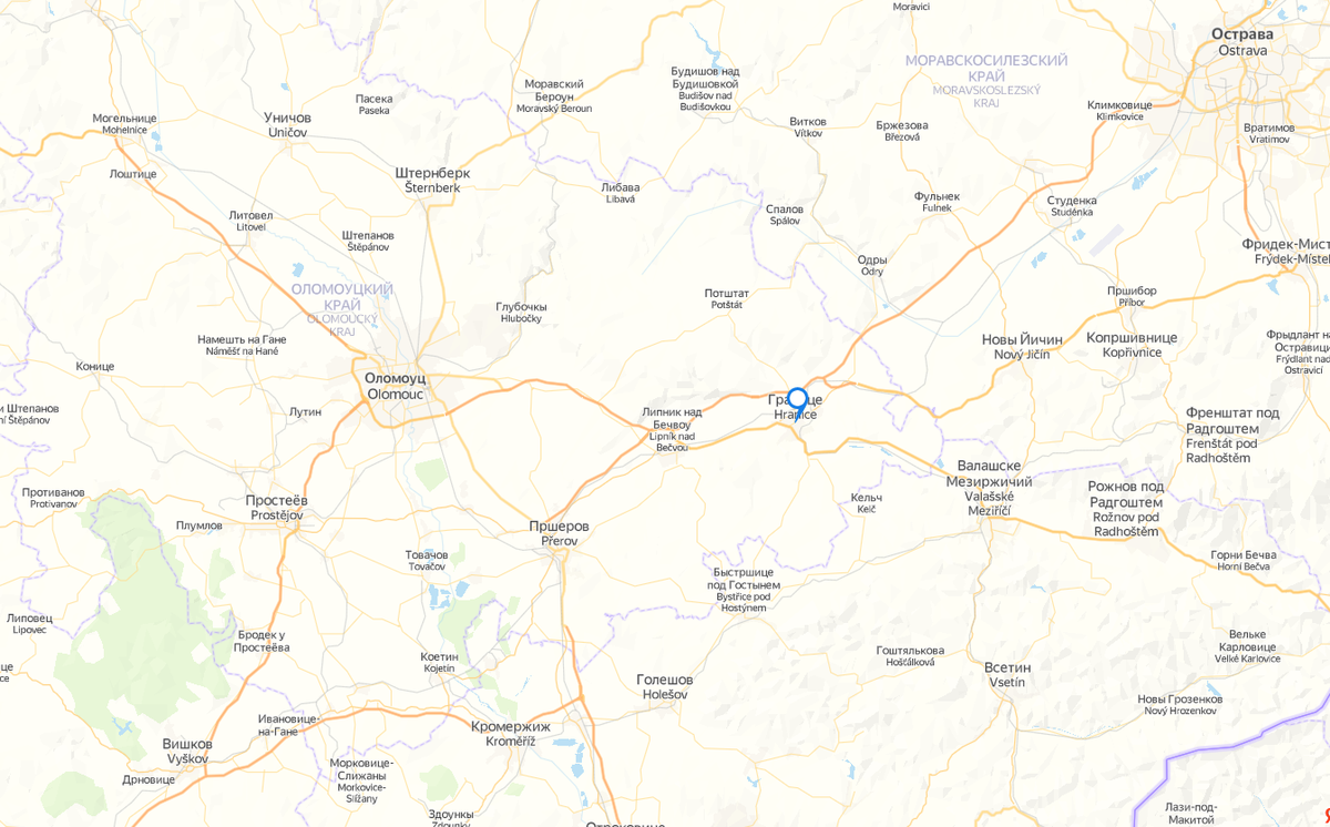 Границе--на-Мораве на карте Чехии
