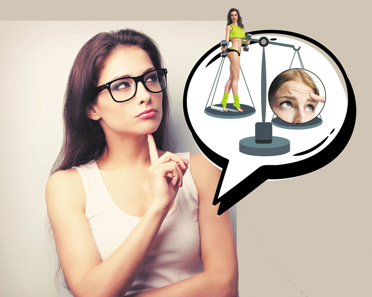 Без тренировки мышц, без физической нагрузки ЛИЦО скукоживается. Это выражается в провисании щек, "западении" глаз и появлении синевы под ними, появлении мелких морщинок, и в целом ухудшается цвет лица, а человек выглядит каким-то изможденным.