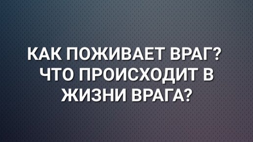 Как живет враг