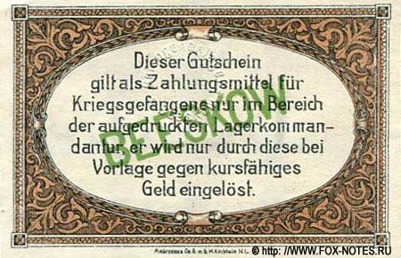 Тиснёная круговая надпись: "Kriegsgefangenenlager Beeskow".