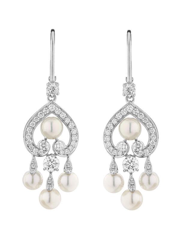 Серьги Garrard Regal из белого золота с бриллиантами и жемчугом