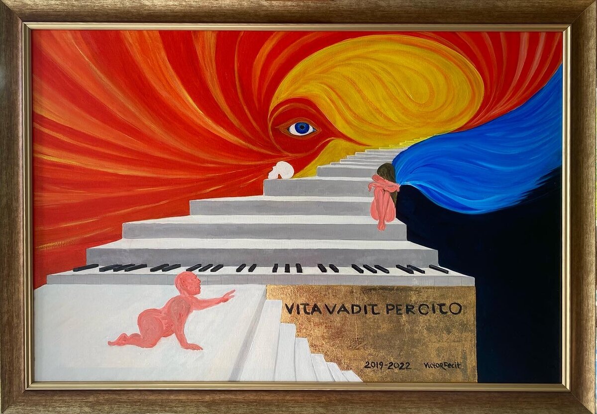 Жизнь проходит быстро. Victor Fecit Картина в стихах.
Холст, масло, золотая поталь. 800х1200 , 2019-2022. 