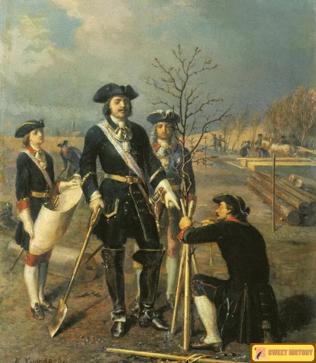 Петр I Алексеевич участвует в посадке саженцев 