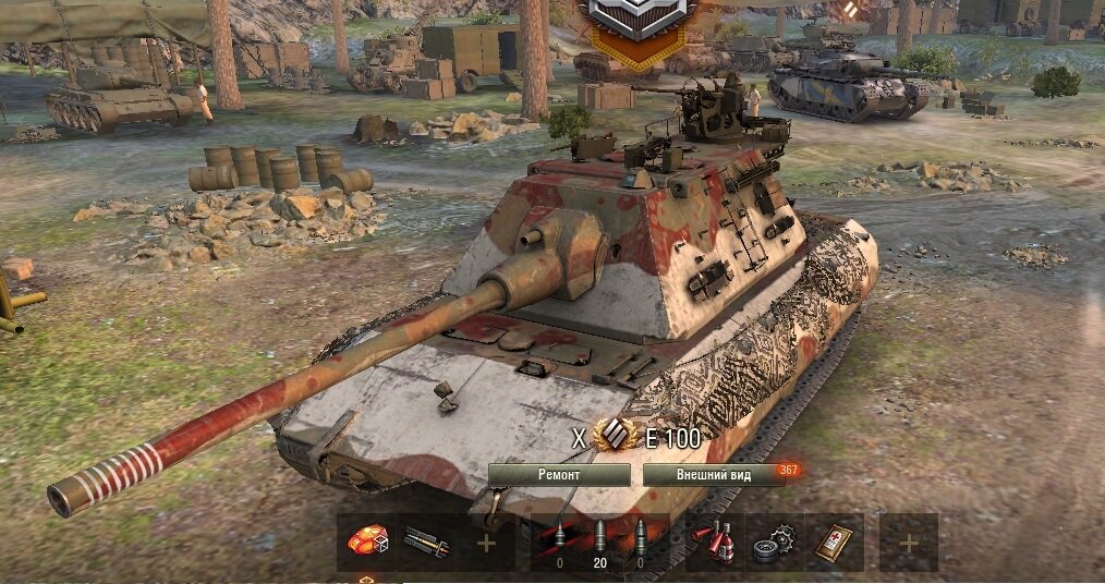 Мой Е 100 в ангаре (Без нормального снаряжения и оборудования)