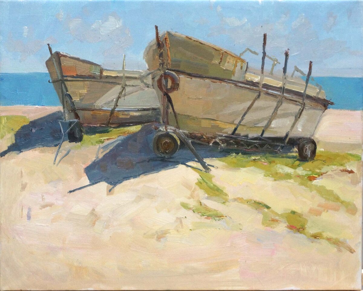 Понамарёва Наталья Лодки 40х50 хм 2021 г  