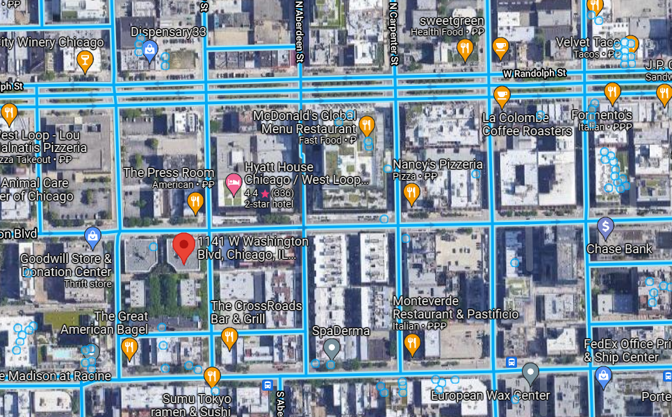Улично-дорожная сеть Чикаго, слишком частая, чтобы образовывались какие-то сообщества
