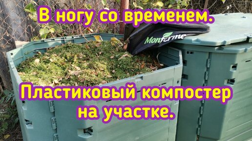 Пластиковый компостер на участке.