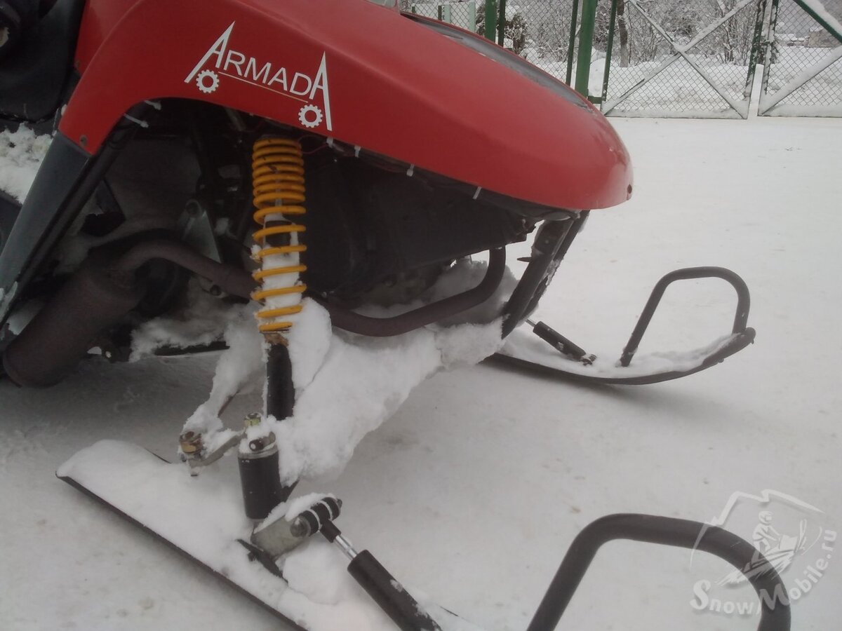 Под двигателем не помещает доработка в виде плиты скольжения. В пухляке нагребает сугроб, мешающий движению. Источник фото - snowmobile.ru