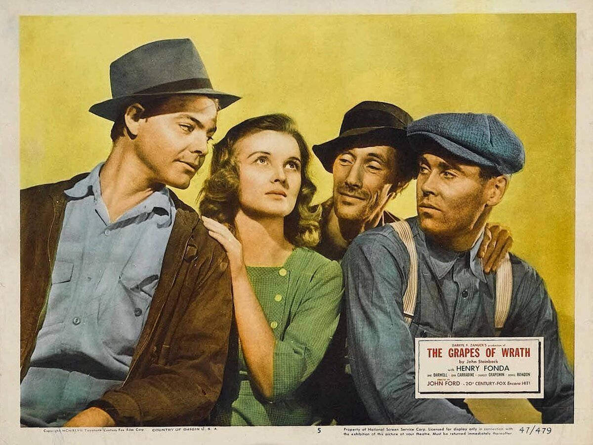 Постер  к фильму "Гроздья гнева" 1940 года. Источник Яндекс картинки.