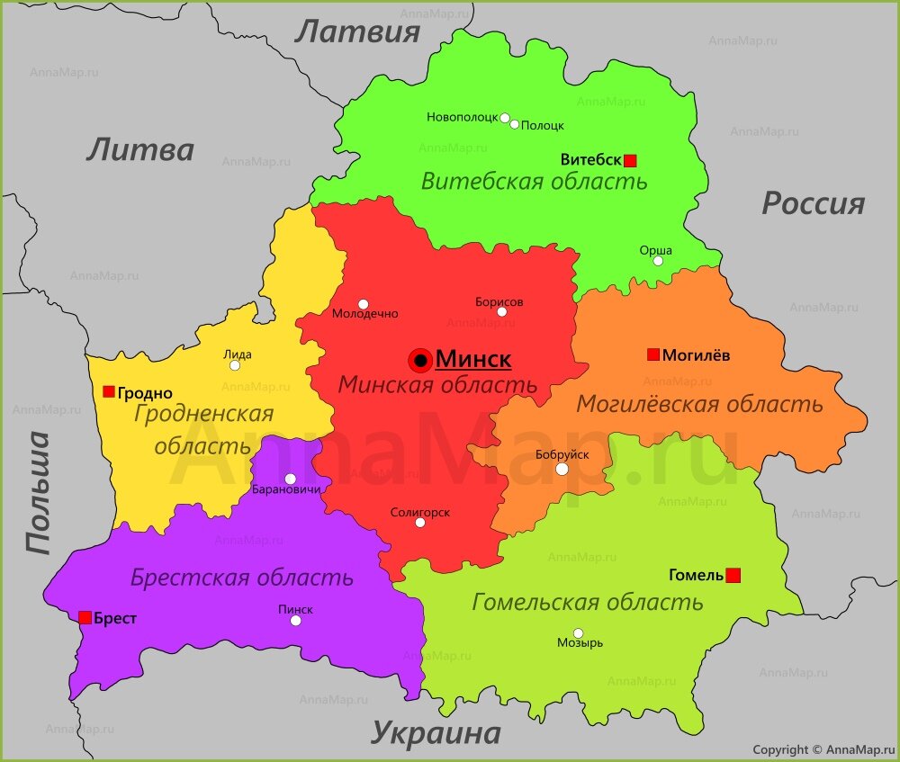 Подробная карта белоруссии с городами и деревнями