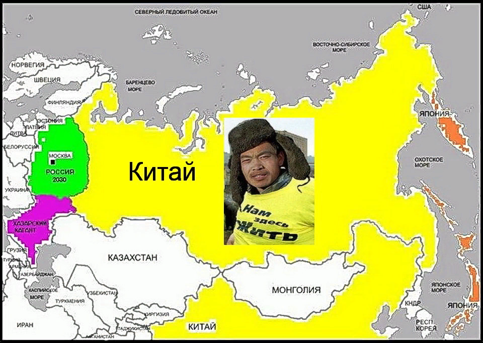 Карта китая с сибирью