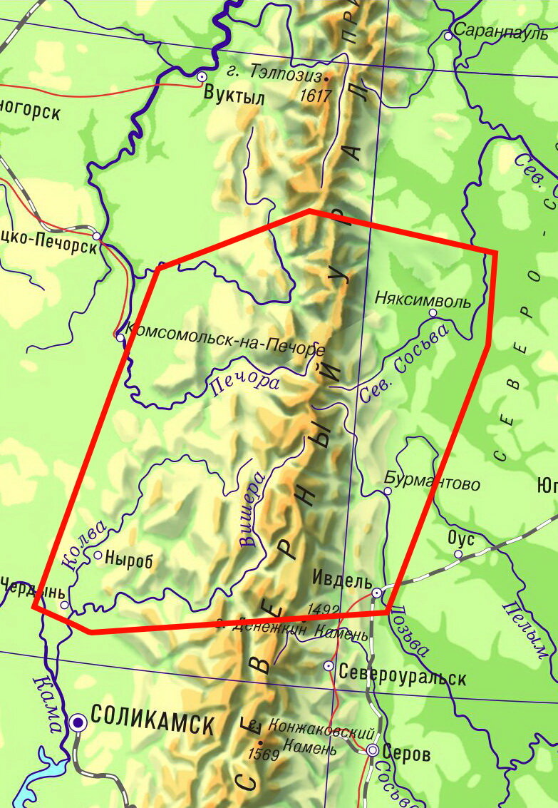 карта: Реки Северного Урала