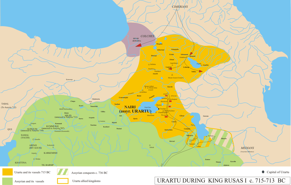 
Походы киммерийцев на Колхиду и Урарту. Источник: wikipedia.org