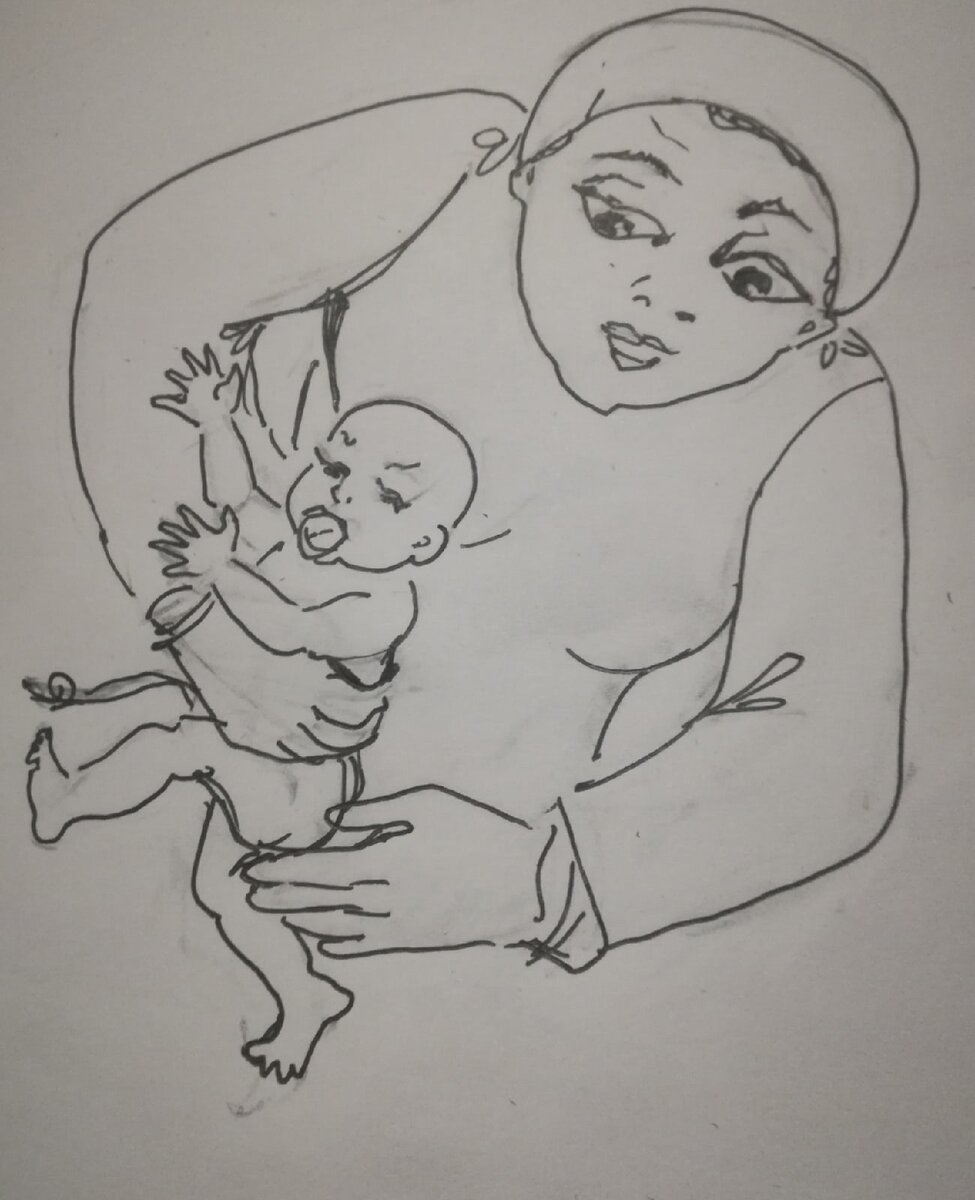 Скетч — иллюстрация к стихотворению «Шлепок животворящий». Художник Ива Санина. 
