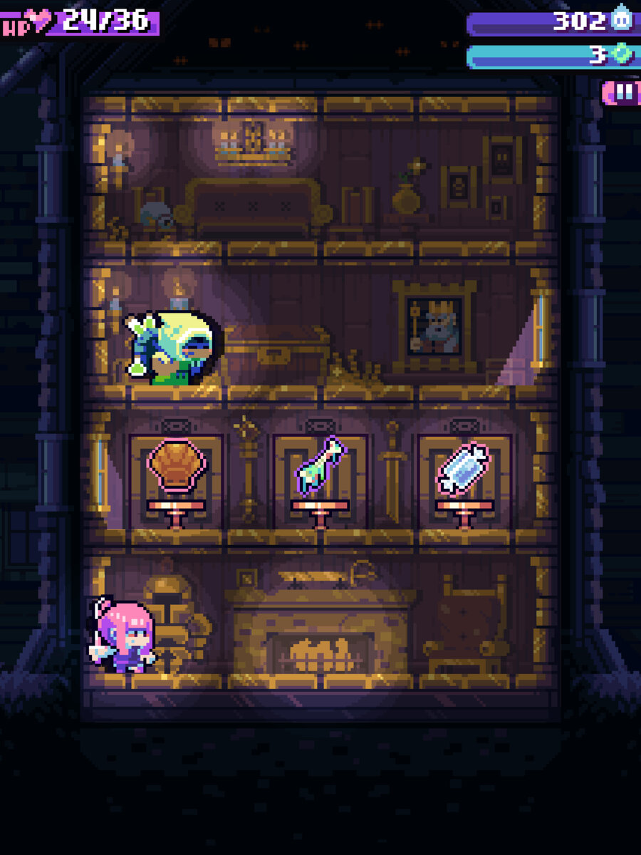 Конфеты помечаются розовой обводкой, а проклятья - фиолетовой