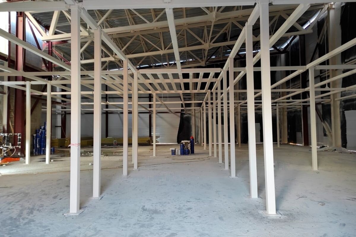 Склад сырья. Огнезащитная обработка металлоконструкций