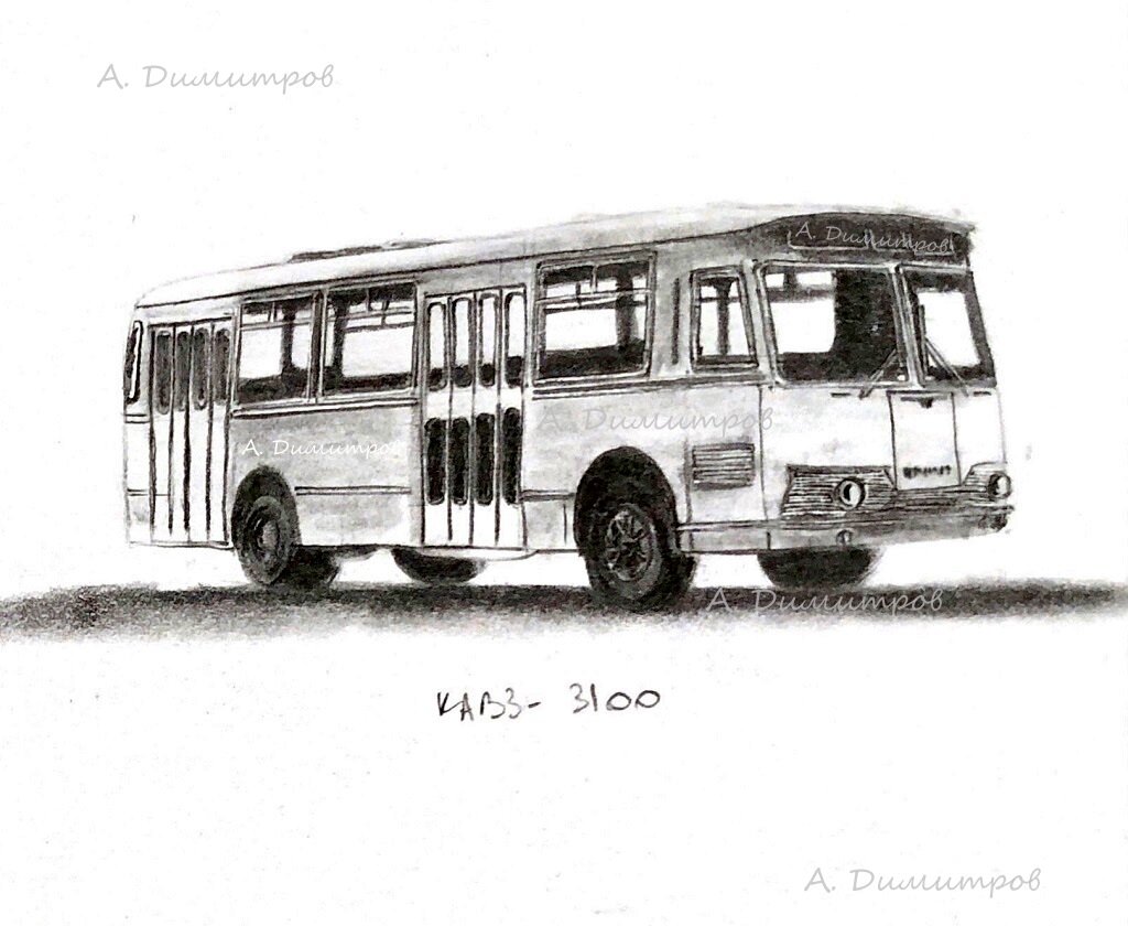 КАвЗ-3100 "Сибирь" - один из вариантов оформления автобуса. Рисунок А.Димитрова.