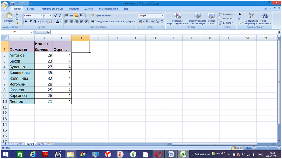Столбец с "оценкой" считаем по формуле ЕСЛИ (=ЕСЛИ(B2>20;ЕСЛИ(B2>=16;4;ЕСЛИ(B2>=12;3;2))) 