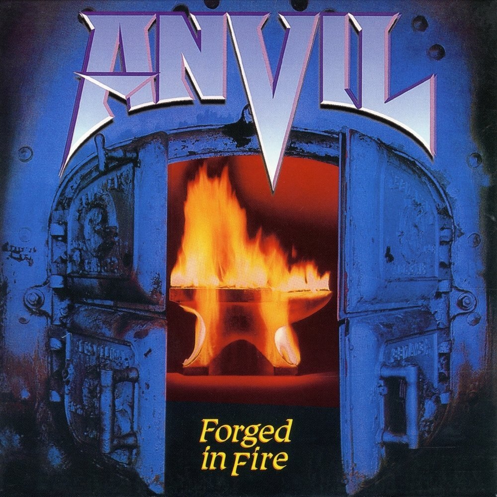Обложка третьего студийного альбома Anvil "Forged In Fire" 
