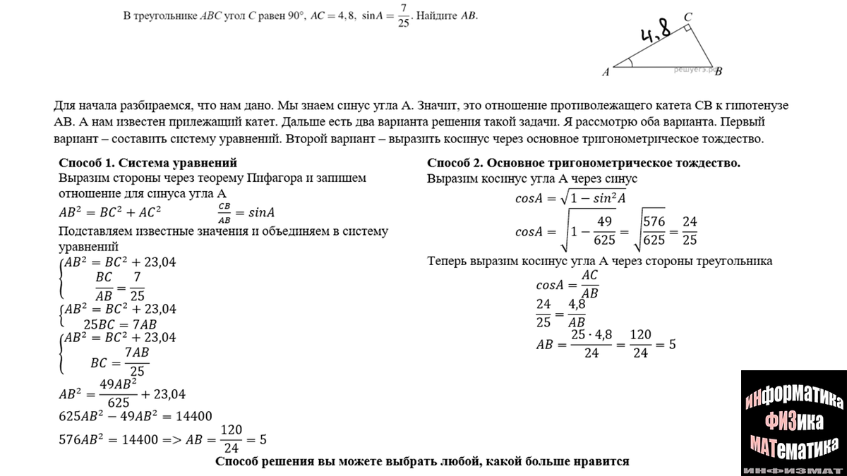 Задачи с тригонометрическими функциями в №3 ЕГЭ математика профильный  уровень. Теория и разбор типичных задач | In ФИЗМАТ | Дзен