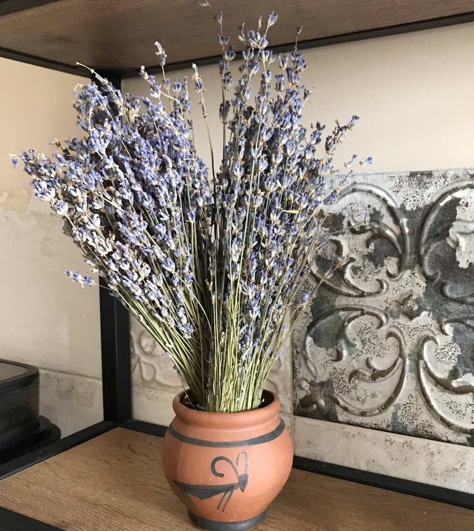 Глиняный горшочек из-под сыра, переделанный мною в вазочку. 