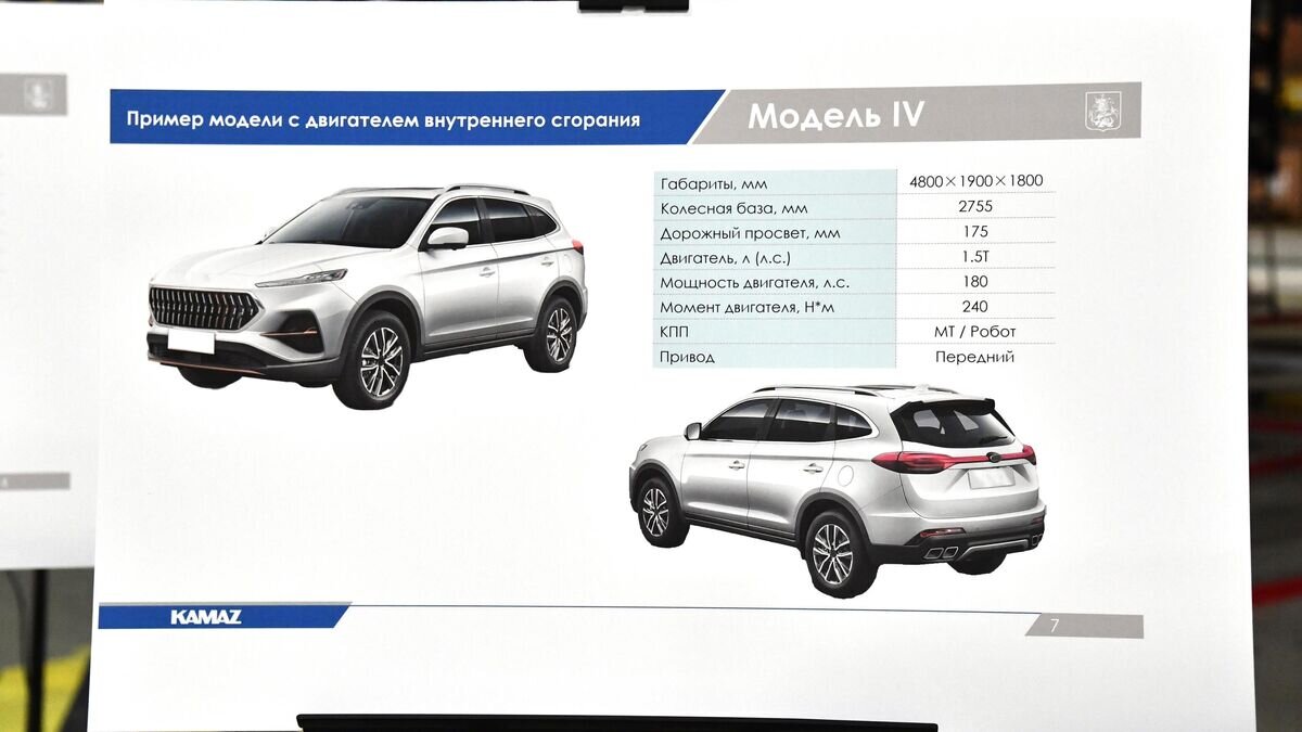    Стенд с "Моделью IV" из примерного модельного ряда продукции автомобильного завода "Москвич"© РИА Новости / Евгений Биятов