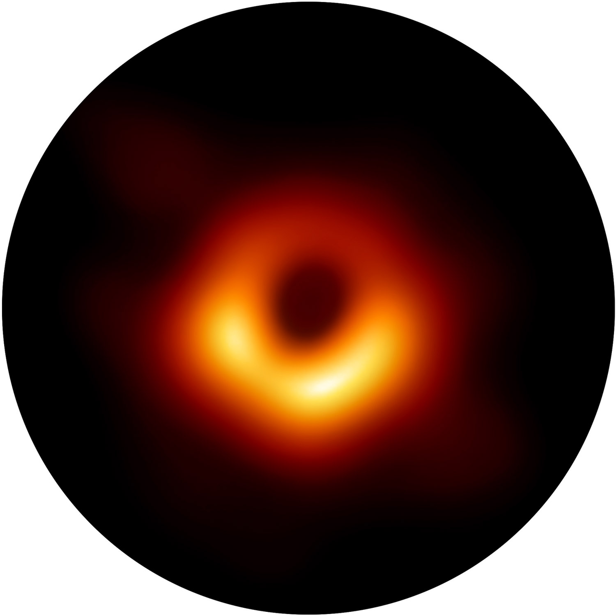 Глобальная сеть радиотелескопов, известная как Event Horizon Telescope, опубликовала эту первую в истории фотографию черной дыры в 2019 году — сверхмассивной в центре соседней галактики.