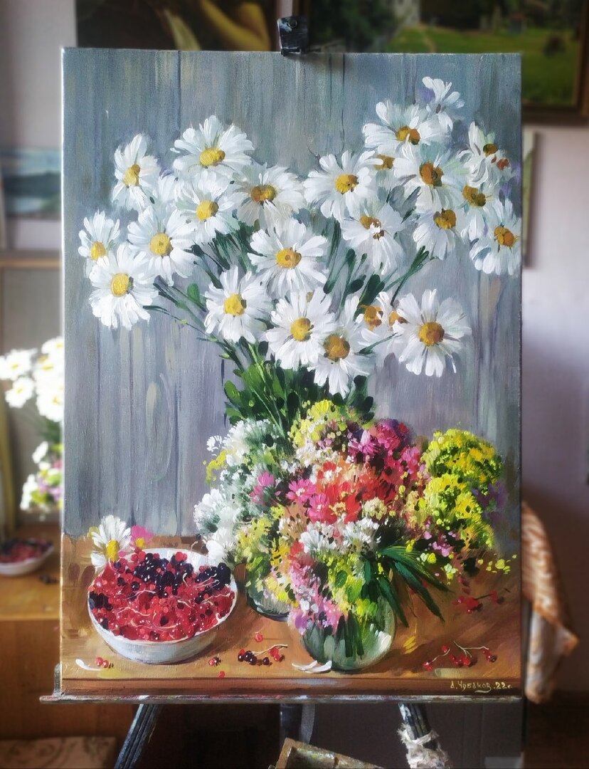 2. Антон Чубаков. "Летний натюрморт.", 60х45 см, х.м., 2022 г. Изображение из аккаунта художника vk.com/anton4ubakov87