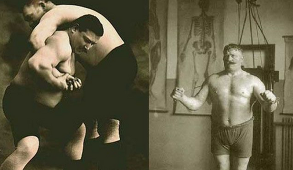 И. Поддубный на ринге и в спортзале. Источник фото: pressa.tv (https://clck.ru/32DT5B).