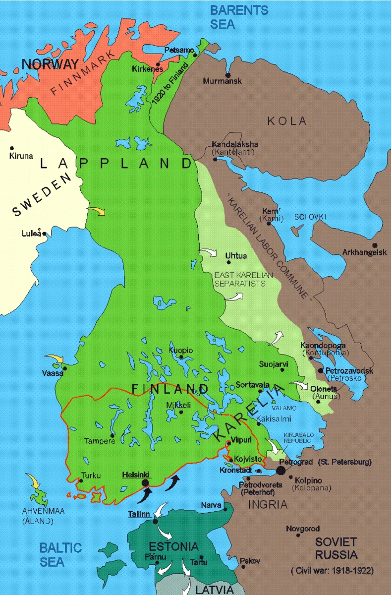 Территория финляндии до 1917 года карта