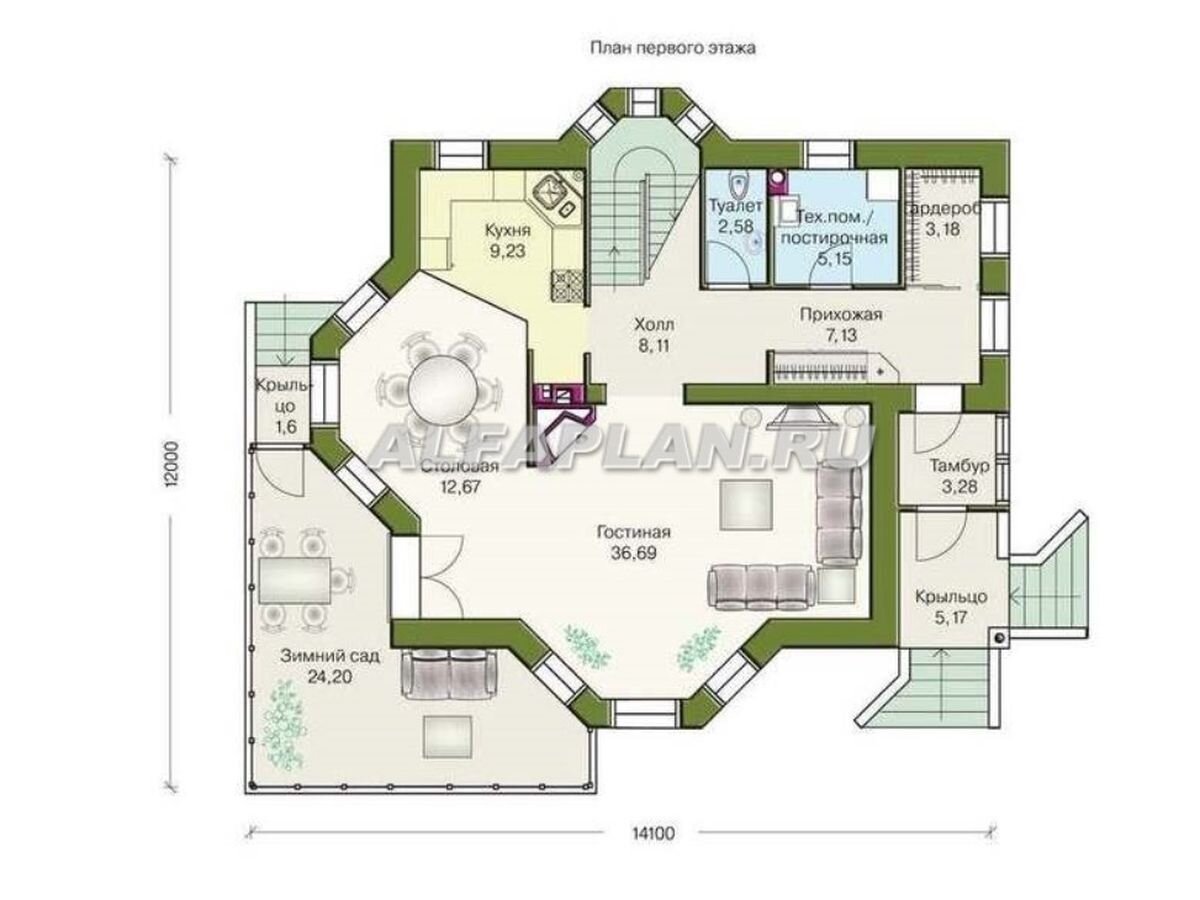 НА СЛАЙД-ШОУ 3 ФОТО: Планировка дома по проекту "Соло" 63А