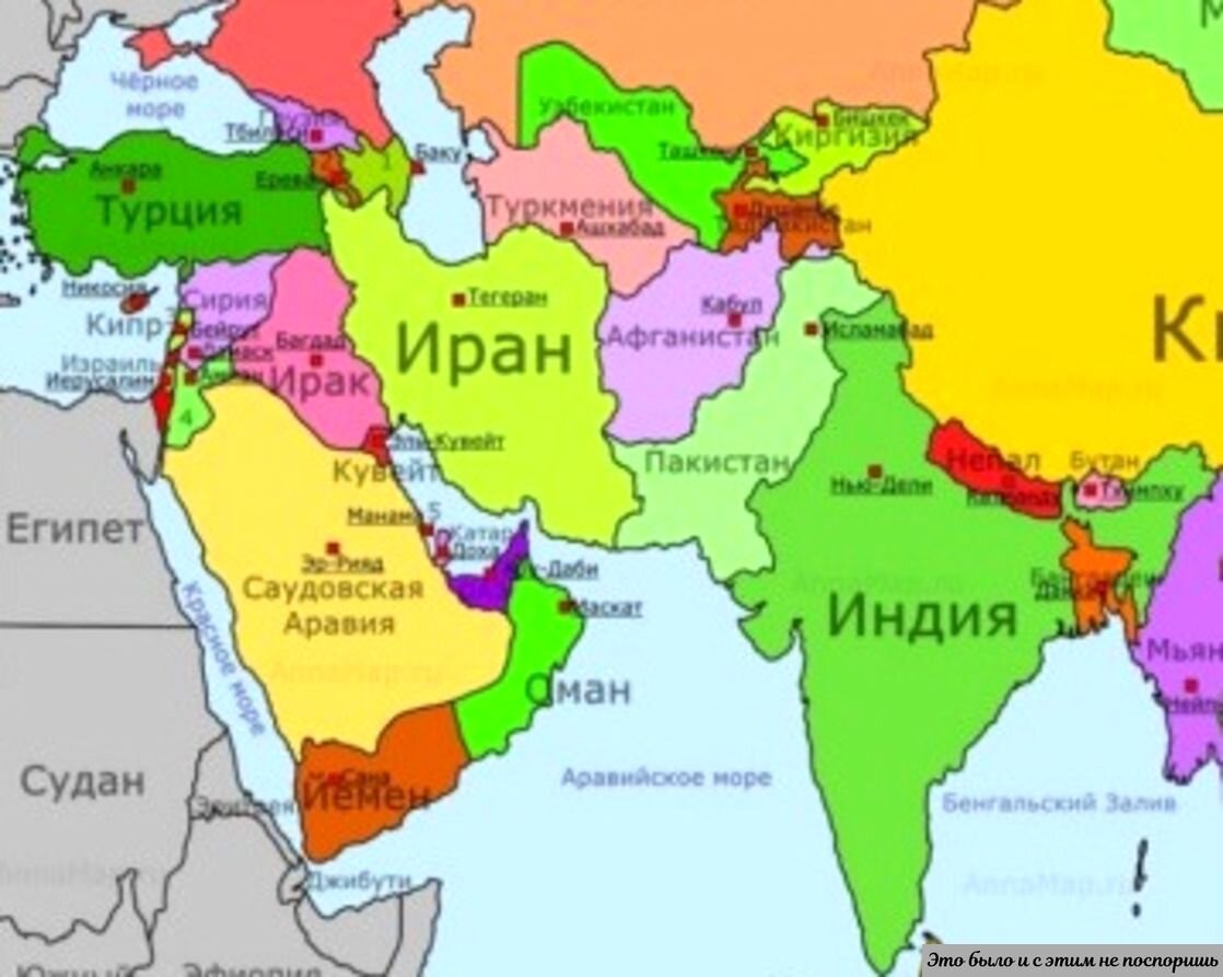 Страны юго западной азии карта